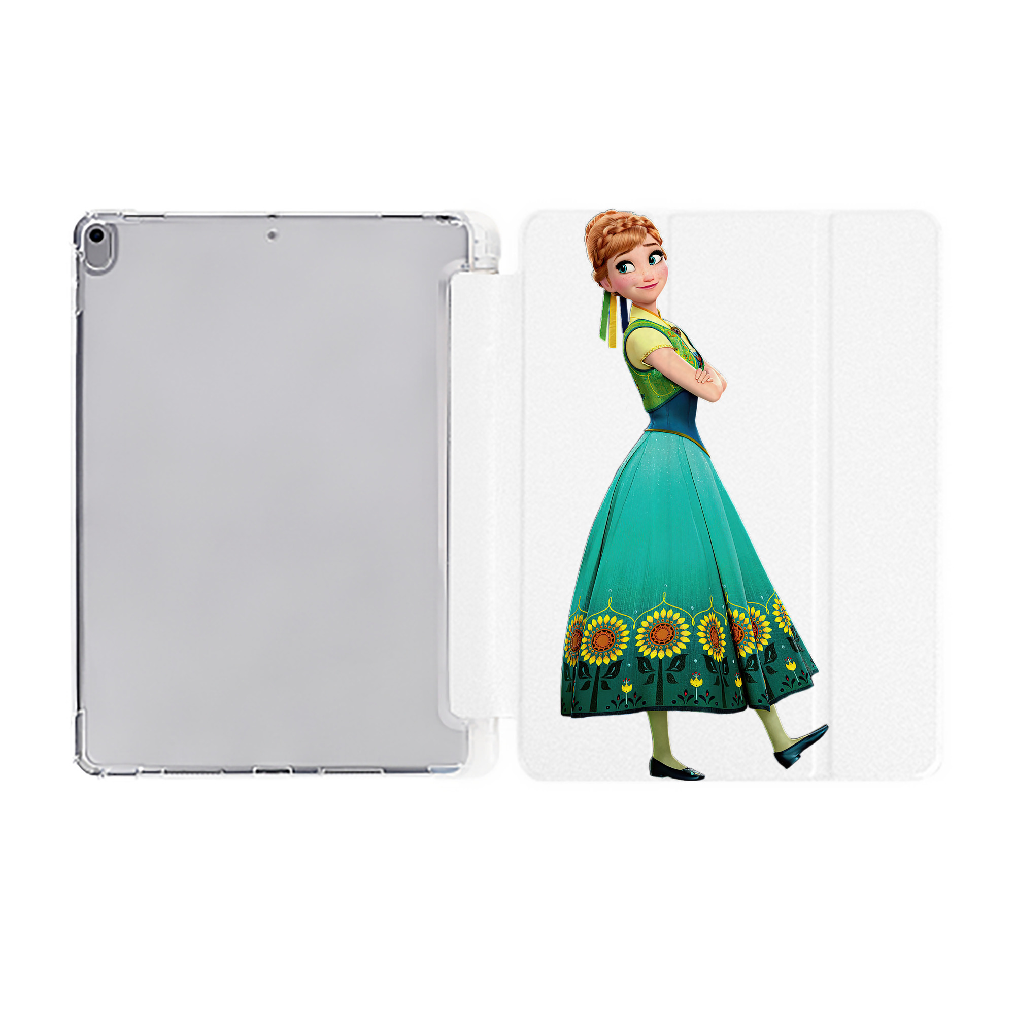 （画像用） アナと雪の女王 アンナ エルサ Frozen Anna Elsa IPad ケース ペン収納付き 三つ折りスタンド PUレザー×シリコン 対応機種9.5/10.5/10.9インチ